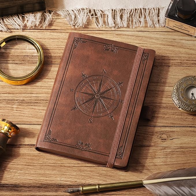 AHGXG Small Blank Pocket Journal Notebook for Men - 256 Numbered Pages B6 Mini Journal, Vintage Soft Leather Hardcover, 80gsm Paper, for Women Work Office School, 4.1'' X 5.7''- Brown - Bloomnest