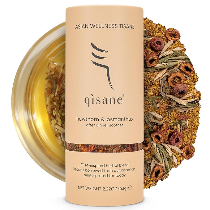 qìsane Hawthorn Berry Tea Bags with Osmanthus Flower - Dried Hawthorn Berries, Osmanthus Plant, Lemongrass & Ginger Loose Leaf Tea to Help Support Digestion & Easy Breathing - 10 sachets (~30 cups) - Bloomnest