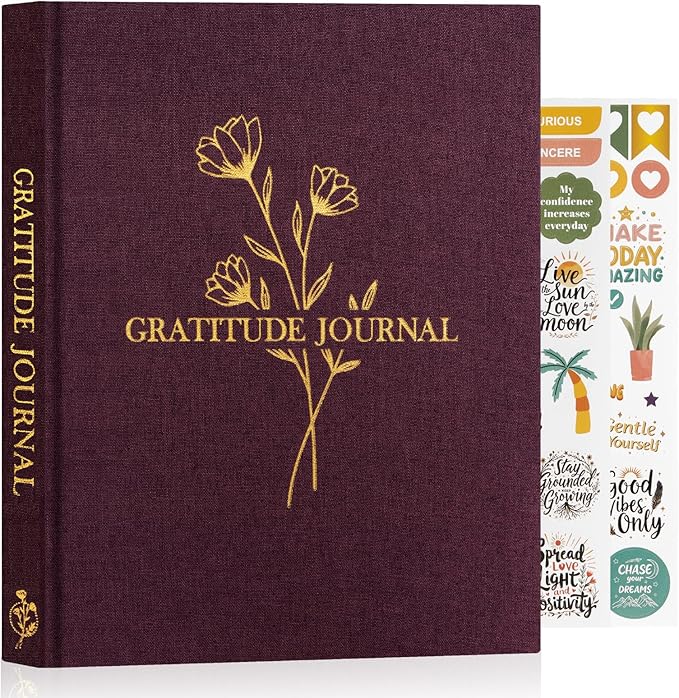 Lanpn Daily Gratitude Journal for Woman Men, 4 Month Mindfulness & Affirmation Planner, 7.8"x9.2" The 5 Minute Grateful Diary, Guided Reflection with Positivity Prompts Undated Notebook, Purple - Bloomnest