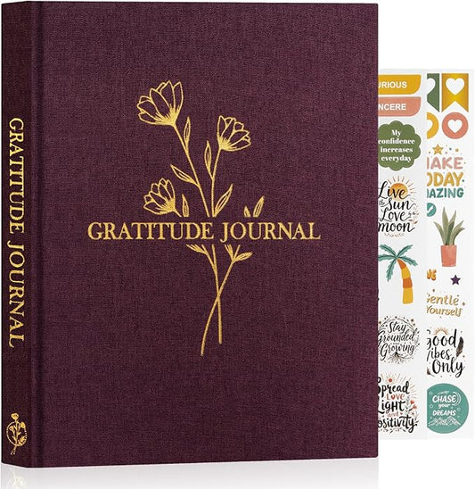 Lanpn Daily Gratitude Journal for Woman Men, 4 Month Mindfulness & Affirmation Planner, 7.8"x9.2" The 5 Minute Grateful Diary, Guided Reflection with Positivity Prompts Undated Notebook, Purple - Bloomnest