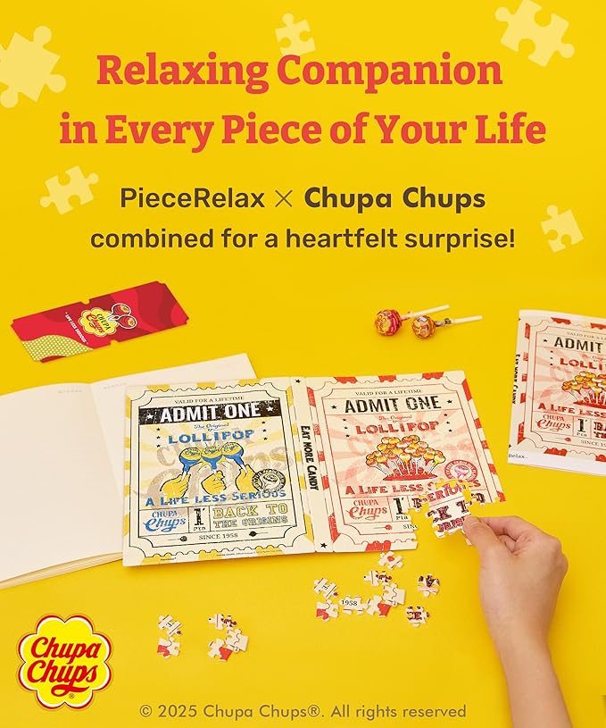 PieceRelax A5 Puzzle Journal for Adults, 300 Piece Plastic Jigsaw Book Cover (Includes Notebook) - Chupa Chups_Timeless Memories - Fun Pass, Unique Gift [YA1067] - Bloomnest