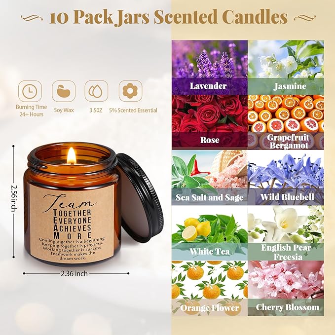 Fumete 10 Pcs Jars Scented Soy Candles 3.5 oz May You Be Proud of The Difference Candles Team Thank You Gifts for Employee Appreciation Gifts Coworker Vet Tech Nurse Teachers(Amber,Team) - Bloomnest