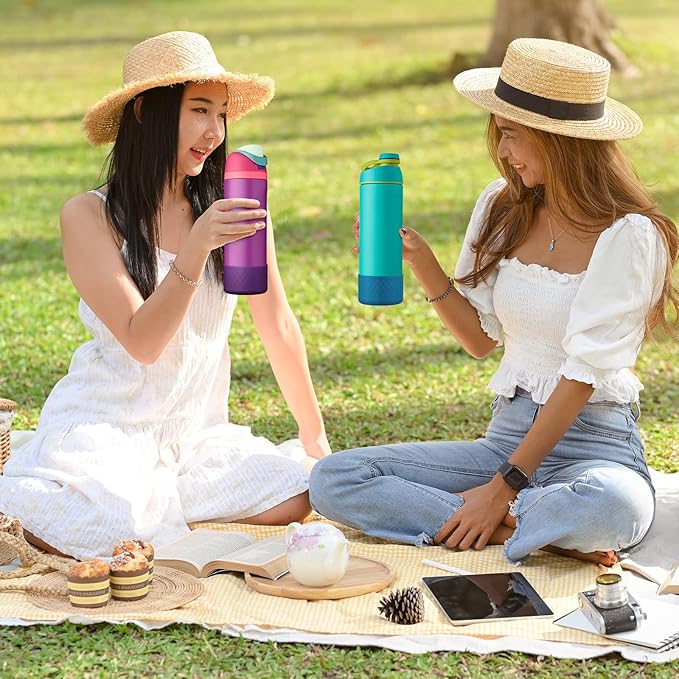 2PCS Silicone Water Bottle Boot for Owala 24oz 32oz 40oz, Anti-Slip Protective Sleeve Bottom Bumper Protector for FreeSip, Twist, and Flip Stainless Steel Water Bottles Alwenid