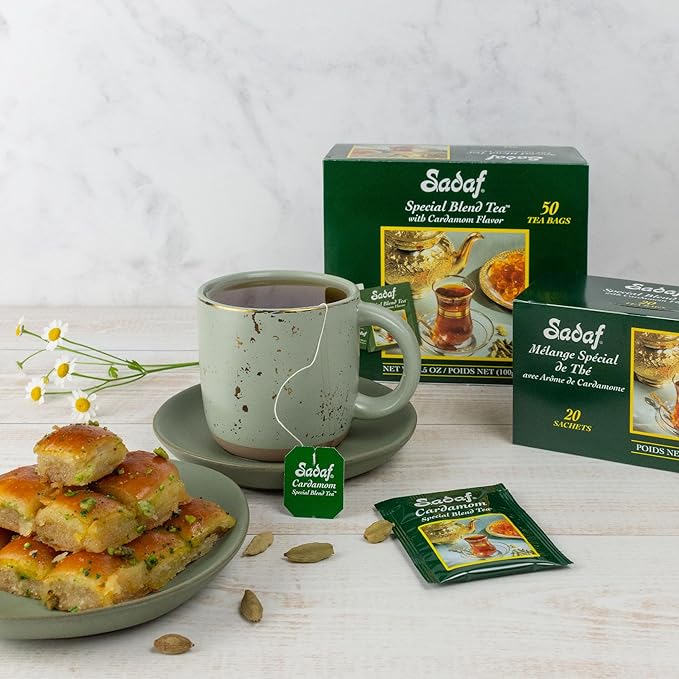 Sadaf Special Blend Tea with Cardamom - Loose Leaf Cardamom Tea - Ceylon Black Tea - Quicktea Product harvested in Sri Lanka - 8 Oz Box - Bloomnest