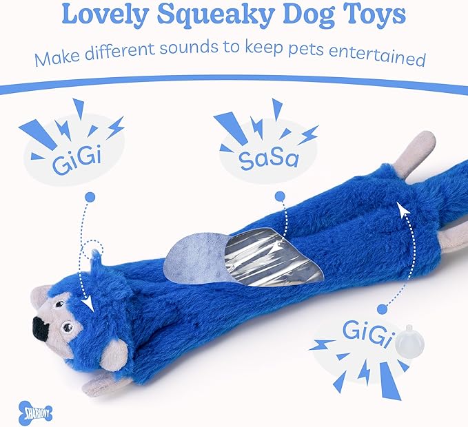 SHARLOVY Dog Squeaky Toys No Stuffing 3 Pack, Plush Crinkle Dog Toys for Large Breed, Durable Doggie Chew Cute Animals Puppy Toy for Teething - Bloomnest