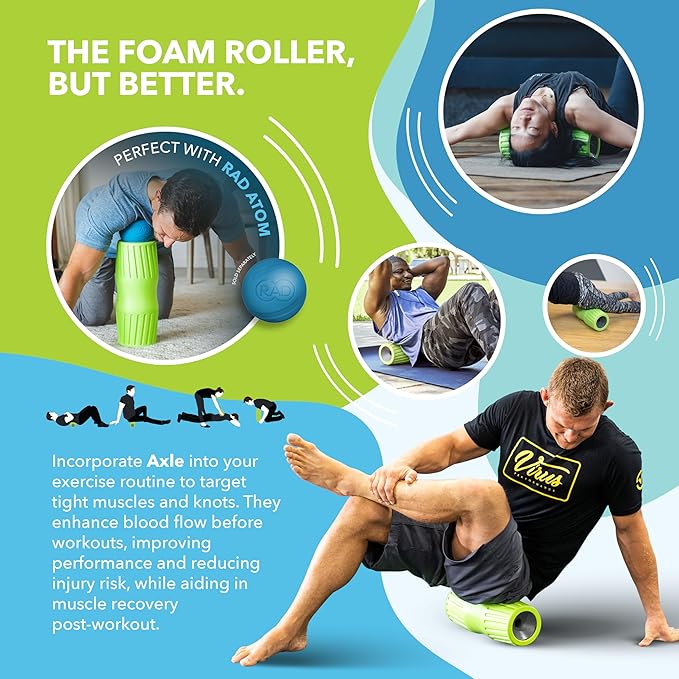 RAD Axle – Extra Firm High-Density Exercise Foam Roller – Deep Tissue Myofascial Release for Back, HIPS, Legs & Shoulders – Muscle Recovery Tool for Stretching & Mobility - Bloomnest