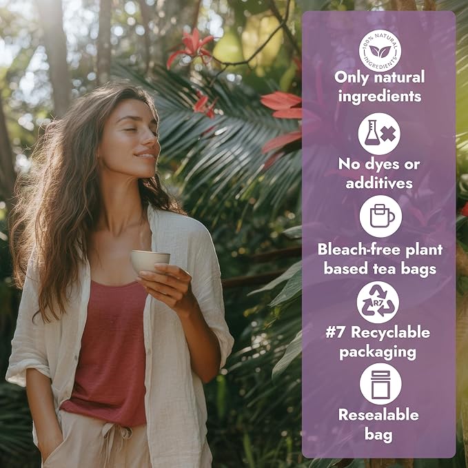 Vital Bloom 120 Tea Bags Lavender Tea, Stress Relief Herbal Tea, Sleepytime Tea, 100% Natural- No Sugar, Caffeine Free, No Gluten, Vegan - Bleach Free (Free Tongs Included) - Bloomnest
