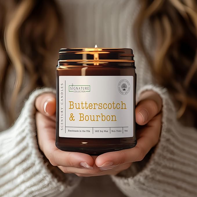 Butterscotch & Bourbon Scented Candle, Many Scents to Choose from, All Natural Non-Toxic Soy Wax, Handmade in The USA (Butterscotch & Bourbon) - Bloomnest