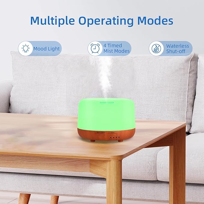300ML Essential Oil Diffuser,Small Room Aromatherapy Diffuser, Quiet 8H Operation, 7-Color LED Light, 4 Timer, Remote Control, Auto-Off, for Bedroom, Living Room, Kitchen, Yoga, Gifts - Bloomnest
