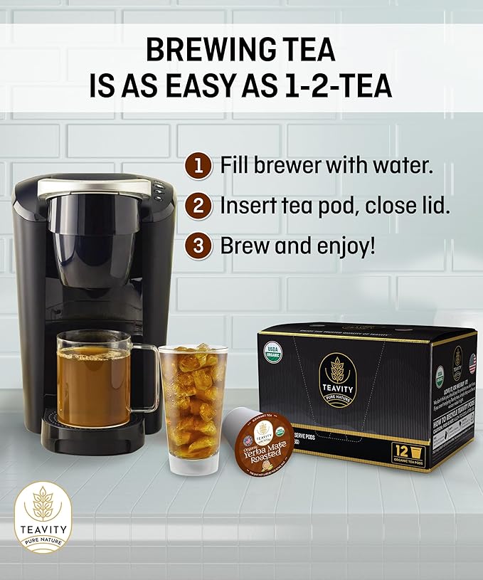 Organic Yerba Roasted Mate Tea Pods for Keurig by Teavity (24 Tea Pods) - Bloomnest