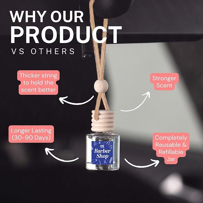 C&E Craft Co Hanging Car Air Freshener Diffuser 2 Pack, Long Lasting Fragrance Oil Car Freshener, Glass Bottle Auto Air Freshener, Made in USA (Midnight Ice) - Bloomnest