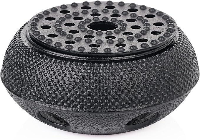 Sungmor Black Cast Iron Teapot Warmer - Japanese Tea Heater Base with Candle Holder, Heat Retaining Stand for Tetsubin or Glass & Ceramic Teapots - Bloomnest