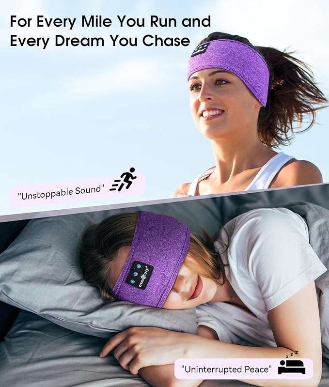 MUSICOZY Sleep Headphones Bluetooth 5.4 Headband, Wireless Earphones Music Sleep Earbuds Sleeping Eye Mask with HD Stereo Speakers for Workout Running Travel Yoga, Ideal Gifts for Women Men - Bloomnest