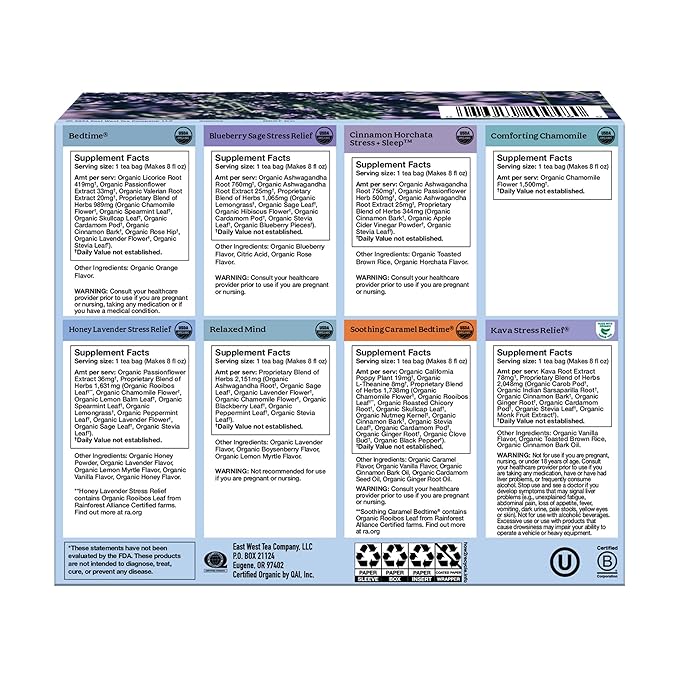 Yogi Relaxation Sampler Box (32 Tea Bags) - 8 Favorite Herbal Teas for Stress Relief & Sleep - Organic & Caffeine Free - Bloomnest
