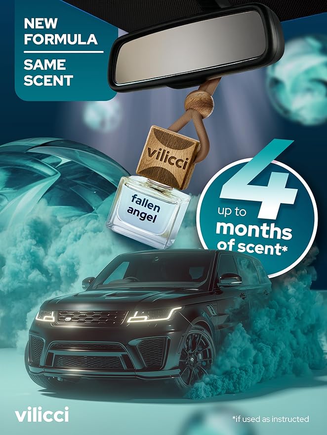 Vilicci Car Air Freshener | Luxurious Auto Perfume | Premium Hanging Air Freshener | Long Lasting Fragrance for Auto and Home | 1 Bottle of Car Scent (2 Count (Pack of 1), Fallen Angel) - Bloomnest