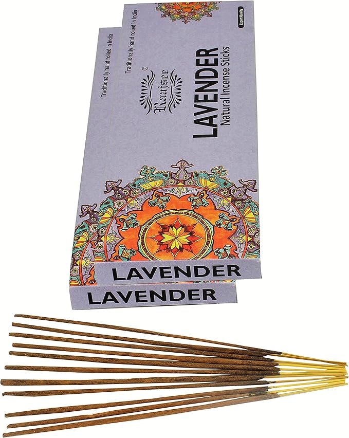 raajsee Lavender Incense Sticks 100 Gm Pack-100% Pure Organic Natural Hand Rolled Free from Chemicals-for Church,Aroma Therapy,Relaxation,Meditation,Positivity & Sensual Therapy RAAJSEE