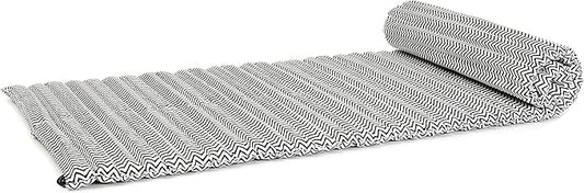 Leewadee - Kapok Roll Mat – Handcrafted Folding Sleep & Relaxation Mattress from Thailand, Ideal as Guest Bed, Camping Mat, Yoga Mat or Traditional Futon, 75 x 39 inches, Black White - Bloomnest