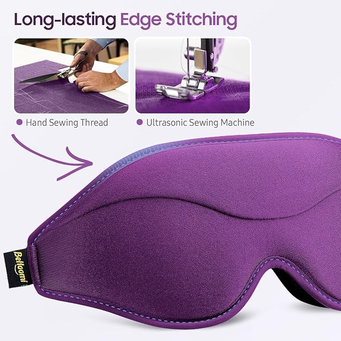 Sleep Mask, Premium Eye Mask for Sleeping, 3D Ergonomic Designed Sleeping Mask, Upgraded Light Blocking & Blindfold Sleep Masks for Women, Men (Purple) - Bloomnest