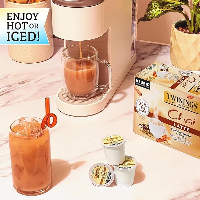 Twinings Chai Latte Black Tea 72 K-Cup Pods for Keurig, 12 Count (Pack of 6), Creamy, Slightly Sweet, Less Sugar, Caffeinated, Enjoy Hot or Iced - Bloomnest