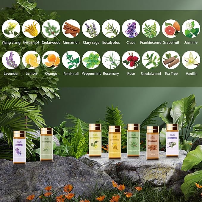Pure Essential Oils for Diffusers for Home, Skin, Candle and Soap Making, 20 Scents - Tea Tree, Lavender, Lemon, Peppermint, Eucalyptus, Cinnamon, Rose and More, Aromatherapy Oils/ 5 ML - Bloomnest