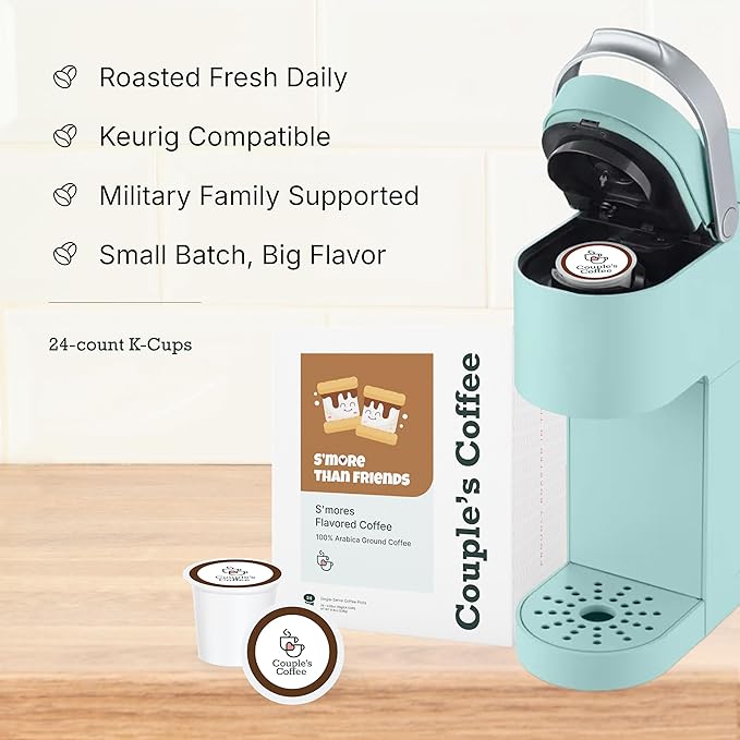 Couple's Coffee K-Cups | S'more Flavored Coffee | Gives Back to Military Families | S'more Than Friends | Gourmet Coffee with Chocolate and Marshmallow Flavors | Compatible with K-Cups & Single Serve Brewers | 24 Count - Bloomnest