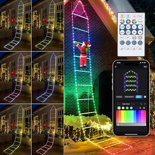 Toodour Christmas Decorations Lights, 10ft Smart RGB Christmas Decorative Lights with Santa Claus, Bluetooth & App Controlled Ladder Light - Music Sync Color Changing Xmas Light for Indoor Outdoor - Bloomnest