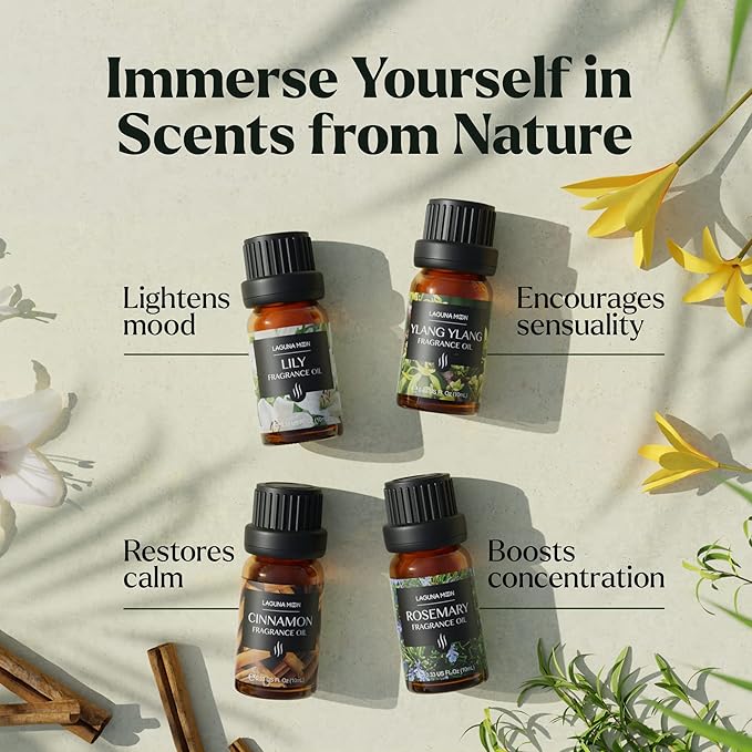 Lagunamoon Fragrance Oil Collection - Premium 16 Piece Gift Set for Diffusers, DIY Candle Making Supplies, Soap Scents, Slime - Aromatherapy Essential Oil Set for Home, Office, Car & Yoga Room LagunaMoon
