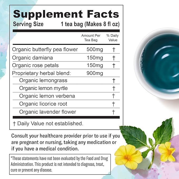 Numi Organic Damiana Relax Herbal Tea – 48 Herbal Tea Bags – Calming Damiana Blend for Gentle Relaxation Emotional Ease & Stress Relief - Bloomnest