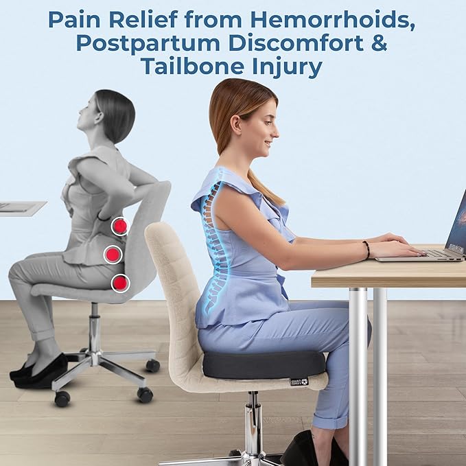5 STARS UNITED Donut Pillow Hemorrhoid Tailbone Cushion – Large Cushion for Pain Relief – Coccyx, Prostate, Sciatica, Pelvic Floor, Pressure Sores, Pregnancy, Postpartum Recovery, Dark Gray - Bloomnest