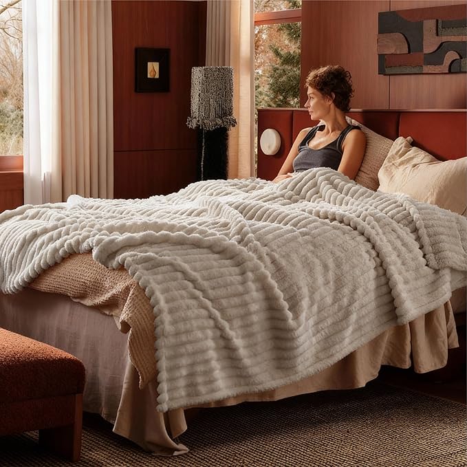 Bedsure GentleSoft California King Size Blanket for Bed - Cozy Soft Blankets for Women, Cute Large Throws for Girls, Linen, 102x96 Inches - Bloomnest