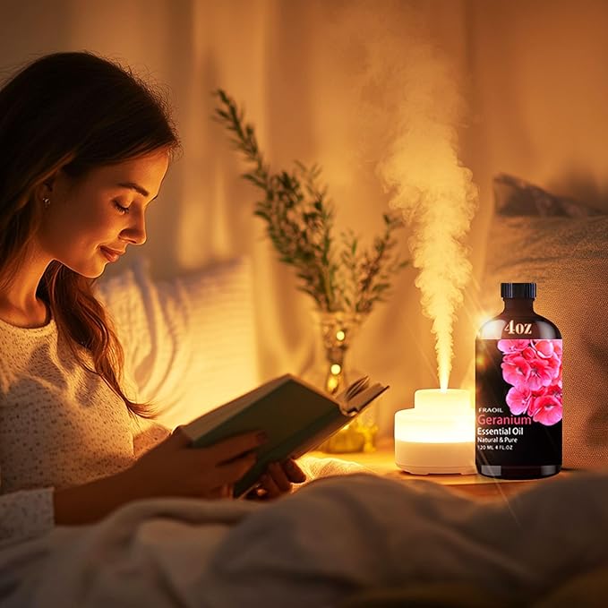 Geranium Essential Oil, Geranium Oil 4 Fl Oz 120ML for Diffuser Humidifier Yoga Cleaning DIY Candle Soap Making Perfume Gift for Women Essential Oils - Bloomnest