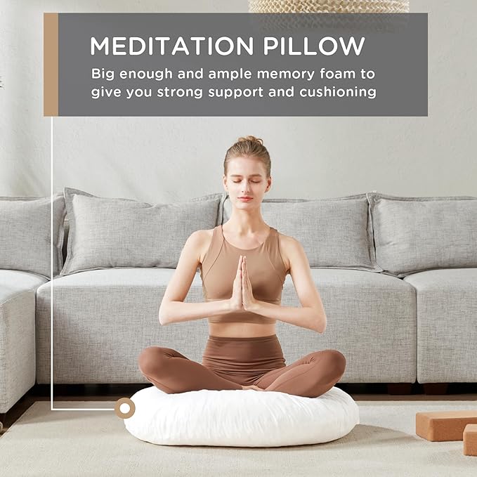 Codi Round Floor Pillow Insert 2 Sets, Large Thick Meditation Cushion, Circular Seating Cushions and Pouf Inserts, 32 Inch, Memory Foam Added, Advanced - Bloomnest