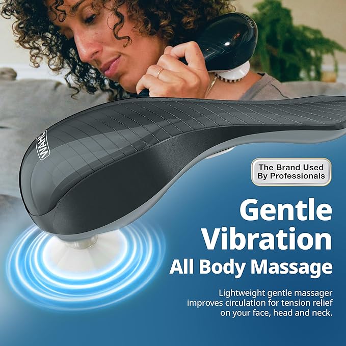 Wahl Soothing Vibration Corded Massager with 4 Attachment Heads, 2 Speed Massage Tool for Pressure & Pain Relief on The Face, Neck and Head, FSA Eligible, Model 4120-600 Wahl