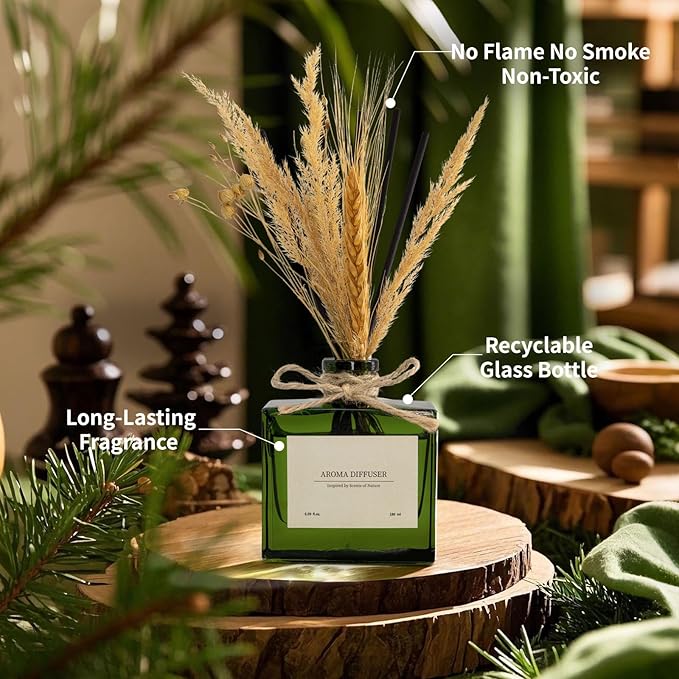 Reed Diffuser, 6.09 oz Citrus Grove Scent Diffuser with Sticks & Dried Flowers, 120 Days Long Lasting Diffusers for Home, Elegant Fragrance for Bathroom Bedroom Office Decor Air Fresh - Bloomnest
