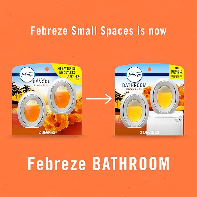 Febreze Small Spaces Air Freshener, Odor-Fighting, Plug In Alternative, Air Fresheners for Home and Bathroom and Kitchen, Closet Air Fresheners, Hawaiian Aloha Scent, 2 Count - Bloomnest