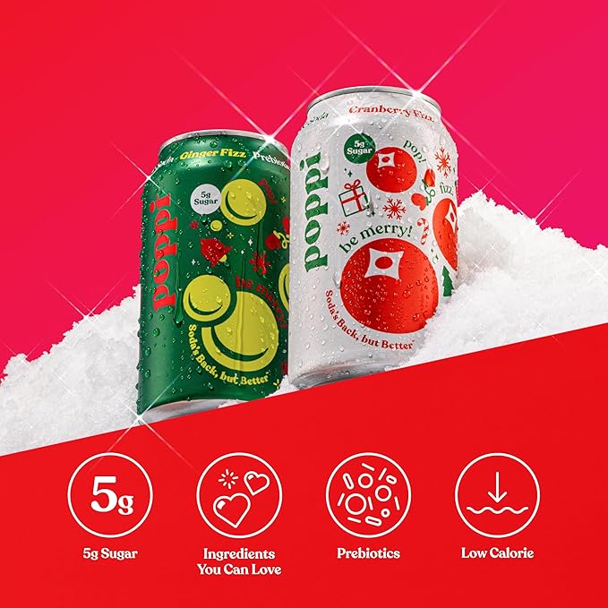Poppi Sparkling Prebiotic Soda Beverage with Apple Cider Vinegar, Seltzer Water and Fruit Juice, Naughty or Nice Variety Pack, 12 Fl Oz, Pack of 12, Packaging May Vary - Bloomnest