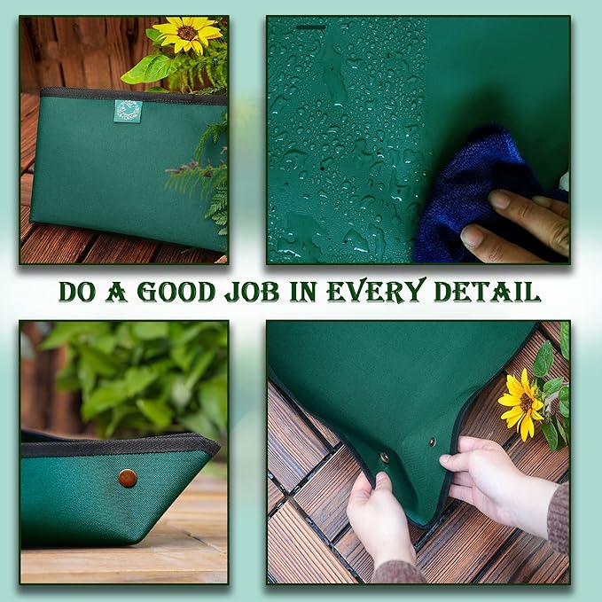 BIUWING Planter Tray, 2PCS Thickened Oxford Fabric Portable Indoor Plant Repotting Mat, Extra Large 43''*29'', Waterproof, Foldable, Blackish Green - Bloomnest