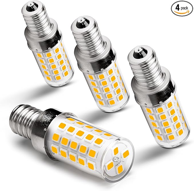 E12 Candelabra LED Light Bulbs 60 Watt Equivalent 6W 2700K Warm White 550lm Non-dimmable 120 Volt C7 T6 E12 Small Base for Chandeliers Pendant Ceiling Fan Lighting Table Salt Lamp, 4 Pack - Bloomnest