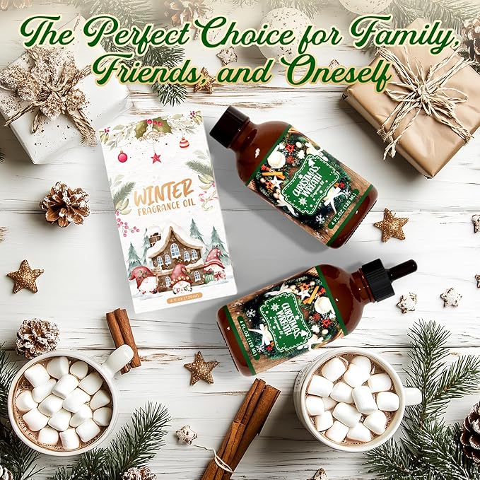 Christmas Wreath Fragrance Oil 4 Fl Oz, Undiluted Winter Essential Oil with Glass Dropper for Diffuser, Humidifier, House Cleaning,Spray,Soap Making,Candle Making,Yoga,Long Lasting Scents - Bloomnest