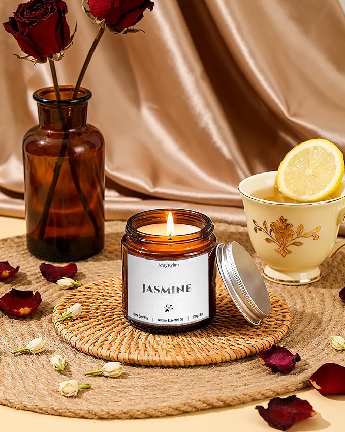 6 Pack Non-Toxic Soy Wax Scented Candles Gift Set, 21oz 120H Long Burn Time, Amber Jar Candles, Gift for Women Unique, Christmas Birthday Self Care Relaxation Spa Aromatherapy Gifts - Bloomnest