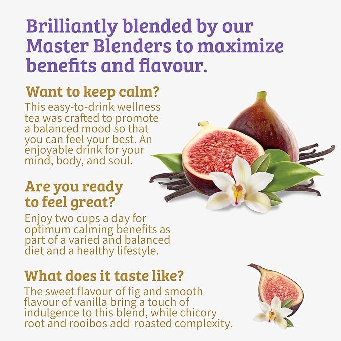 Twinings Superblends Adaptogens Calm with Ashwagandha Fig & Vanilla Flavoured Herbal Tea, Naturally Caffeine-Free, 18 Tea Bags (Pack of 6), Enjoy Hot or Iced, 108 Teabags - Bloomnest