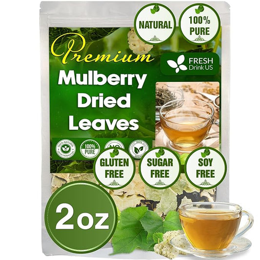 FreshDrinkUS, Permium 2oz Mulberry Leaves, 100% Natural & Pure from Mulberry Leaves, Mulberry Leaf Tea, Mulberry Loose Leaf Herbal Tea, No Additives, No Caffeine, Vegan - Bloomnest