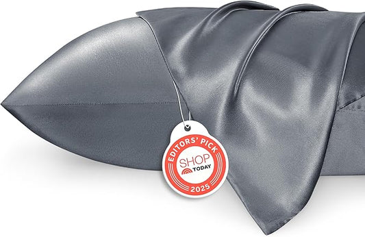 Bedsure Satin Pillowcase 2 Pack Similar to Silk Pillow Cases Standard Size, Pillow Case for Sleeping Women with Envelope Closure, Gifts for Women Men, Space Grey, 20x26 Inches - Bloomnest