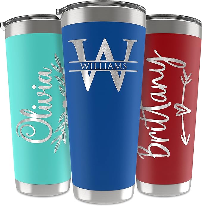 Personalized Tumbler with Engraved Name - 12 Designs, 30 Oz Coffee Tumbler with Slider Lid, Royal Blue, Double Wall Insulated - Custom Gifts for Men & Women - Bloomnest
