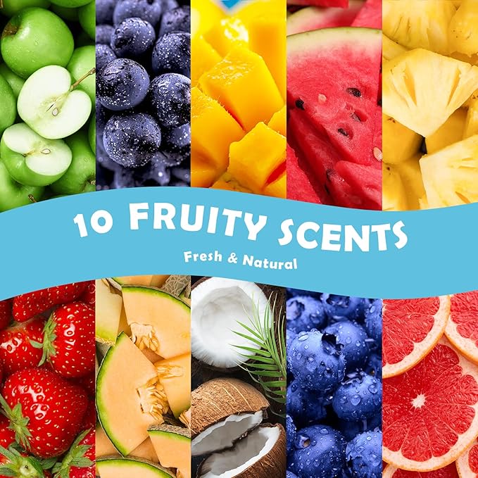 Fruity Fragrance Oil for Candle & Soap Making, Holamay Premium Fruit Essential Oils, 10 x 5ml - Coconut, Strawberry, Mango, Pineapple and More Diffuser Oil Scents, Summer Aromatherapy Oils Set - Bloomnest