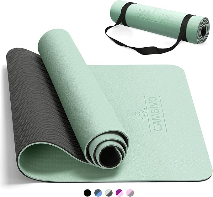 CAMBIVO Yoga Mat for Women Men Kids, 1/3 & 1/4 & 2/5 Inch Extra Thick Yoga Mat Non Slip, 72" x 24" TPE Yoga Mats, Workout Mat with Carrying Strap for Yoga, Pilates and Floor Exercises - Bloomnest