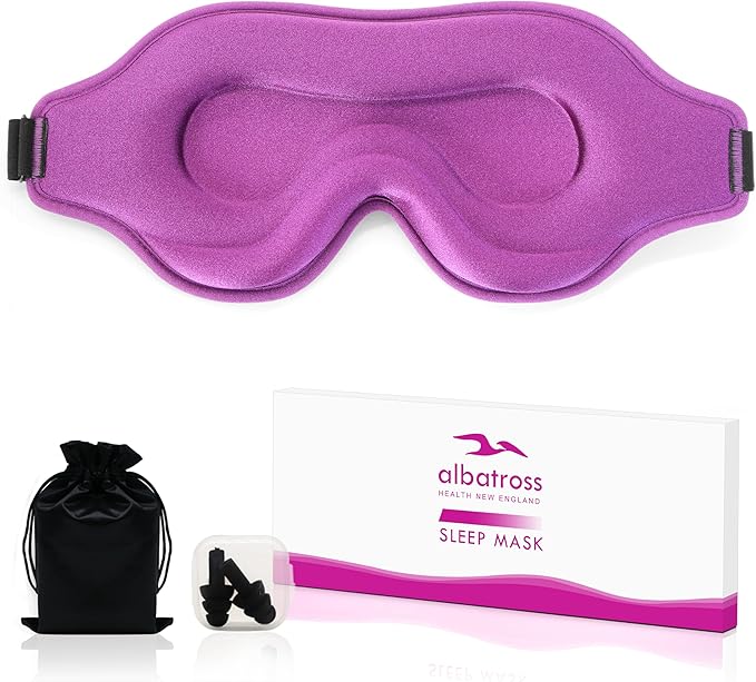 Sleep Eye Mask for Men Women, Lash Extensions 3D Sleeping Mask, Travel Blackout Night Blindfold Eye Shade Cover with Adjustable Strap (Purple-3D) - Bloomnest
