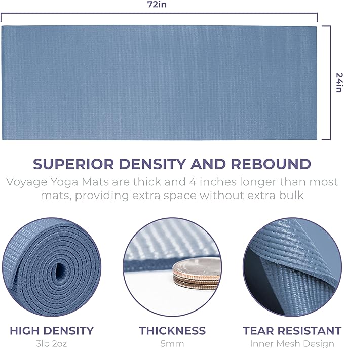 Sunshine Yoga Voyage Yoga Mat, 10 Pack, 72" x 24" Professional Studio and Gym Bulk Yoga Mats, 5mm Thick, Durable, Anti-Tear, Non Slip Fitness and Exercise Mats