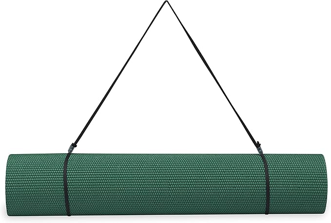 Gaiam Essentials Thick 2/5" (10mm) and Thin 1/4" (6mm) Yoga & Pilates, Fitness & Exercise Mat with Easy-Cinch Carrier Strap