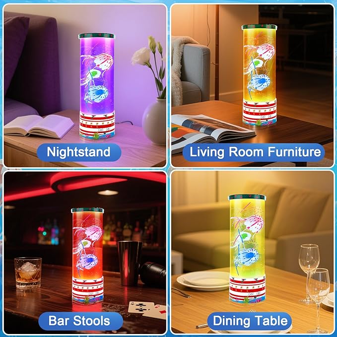 Jellyfish Lamp Night Light Christmas, Table Lamp for Room Mood Light, Relaxation and Sleep, Birthday Gifts for Women, Kids and Men, Jelly Fish Tank for Birthdays and Holiday - Bloomnest